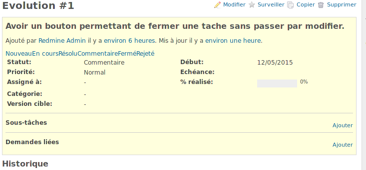 Demandes avec les actions